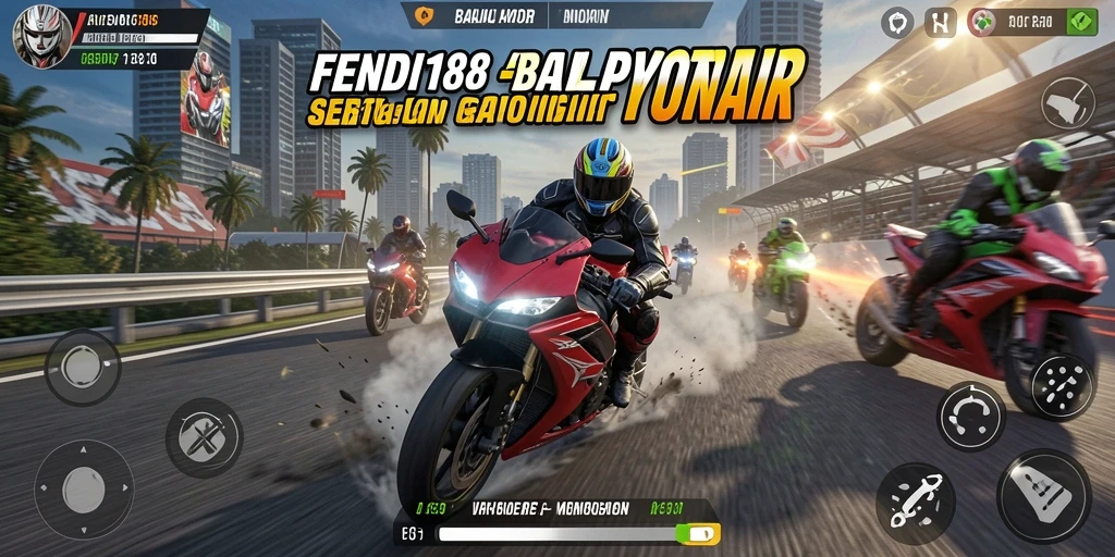 Tampilan gameplay seru dari FENDI188 saat balapan motor.