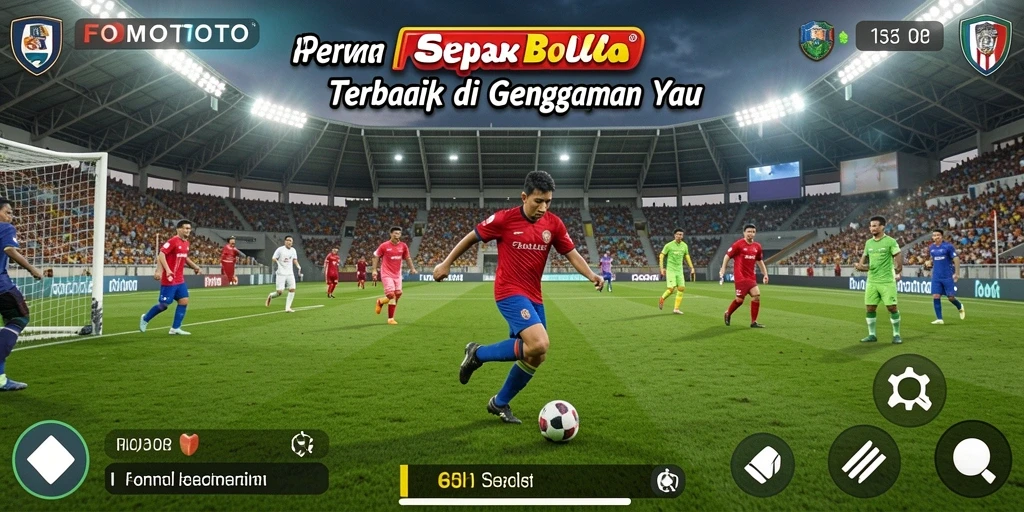 Gameplay seru dalam FOMOTOTO, sebuah aksi sepak bola yang penuh semangat.
